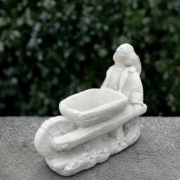 Outdoor White Rabbit Statue Concrete Bunny Sculpture Ornament Front Door Decoration Handmade Art Rabbit Lover Gift - thumbnail 3