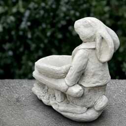 Outdoor White Rabbit Statue Concrete Bunny Sculpture Ornament Front Door Decoration Handmade Art Rabbit Lover Gift - thumbnail 1