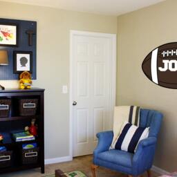 Football Wall Decal With Child's Name - Personalized Sticker - thumbnail 2