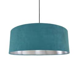 Extra Large Teal Blue Velvet Lampshade With Silver Lining