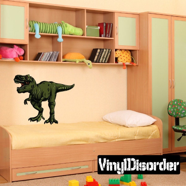 T-Rex Dinosaur Wall Decal - Fabric Vinyl Removable & Reusable Dinosauruscolor001Et