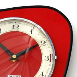 Retro Red Wall Clock - 23cm New Handmade Formica Mid Century Style Vintage French Gift Off The Clocks - thumbnail 3