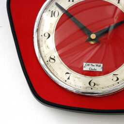 Retro Red Wall Clock - 23cm New Handmade Formica Mid Century Style Vintage French Gift Off The Clocks - thumbnail 4