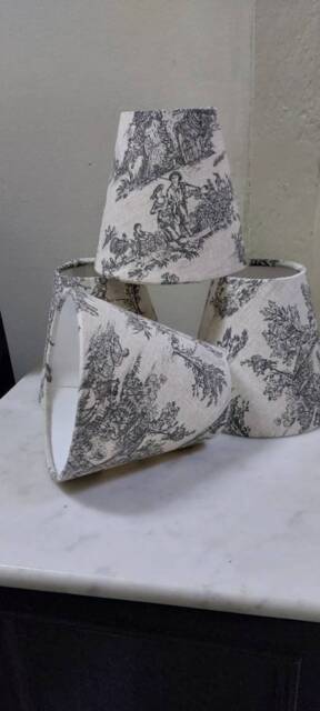 French Toile Black Candle Clip Lampshade Wall Lights - image 1