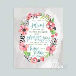 Jeremiah 2911 - Art Print Makewells Bible Verse Illustration For I Know The Plans Have For You Scripture Wall Decor Hand-Lettered - thumbnail 2
