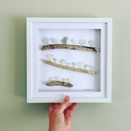 Cornish Sea Glass Bird Wall Art Unique Framed Picture Handmade in Cornwall - thumbnail 2