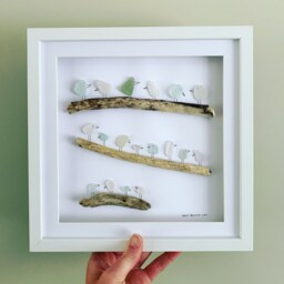 Cornish Sea Glass Bird Wall Art Unique Framed Picture Handmade in Cornwall - thumbnail 3