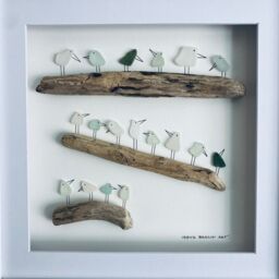 Cornish Sea Glass Bird Wall Art Unique Framed Picture Handmade in Cornwall - thumbnail 4