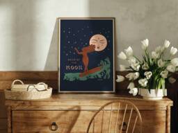 Child Of The Moon Art Print - Surfer Girl, Celestial Wall Decor - thumbnail 1