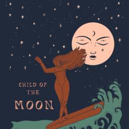 Child Of The Moon Art Print - Surfer Girl, Celestial Wall Decor - thumbnail 3