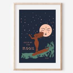 Child Of The Moon Art Print - Surfer Girl, Celestial Wall Decor - thumbnail 2
