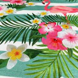 Tropical Cushion Cover With Leafy Florals & Pink Flamingos - Double Sided Printing Throw Pillow On The Chenille Different Sizes - thumbnail 2