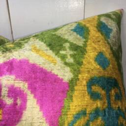 Hand Dyed Silk Ikat Pillow Cover, Decorative Cushion - 24x24 Inch - thumbnail 2