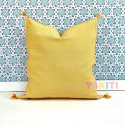 Yakiti-Yellow Square Moroccan Pillows 20x20, Aka Cactus Silk Pillow, Decorative Pillows, Sabra Pillows, Moroccan Decor Designer Cactus - thumbnail 3