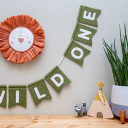 Custom Felt Bunting, Personalised Garland Wall Hanging, Rainbow Pastel Jungle Neutral Choices - thumbnail 4
