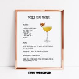 Passion Fruit Martini Recipe Art Print Or Greetings Card, Cocktail Lovers Gift, Wall Picture, Bar Decor, Kitchen Decor - thumbnail 1
