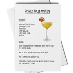 Passion Fruit Martini Recipe Art Print Or Greetings Card, Cocktail Lovers Gift, Wall Picture, Bar Decor, Kitchen Decor - thumbnail 2