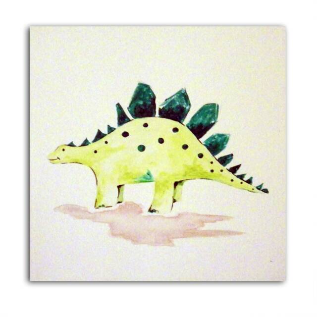 Dinosaur Art - Stegosaurus, Painting On Canvas, Boys Nursery Decor, Wall Gift For Boys - image 1