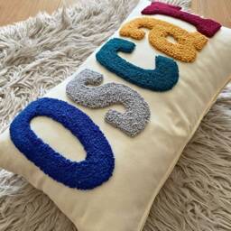 Personalized Name Pillow, Custom Embroidered Linen Cushion, Baby Gift, Punch Needle Kids Room Decoration, Handmade Throw Pillow - thumbnail 2