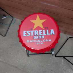 Estrella Man Cave Bar Stool X1 Home Indoor/Outdoor Bottle Cap Metal Made To Order - thumbnail 2