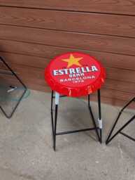 Estrella Man Cave Bar Stool X1 Home Indoor/Outdoor Bottle Cap Metal Made To Order - thumbnail 1