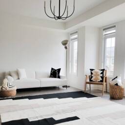 Geometric Kilim Wool Rug, Handmade Area Modern Dining Room Black Boho Rug 7' X 10' , 8' - thumbnail 3