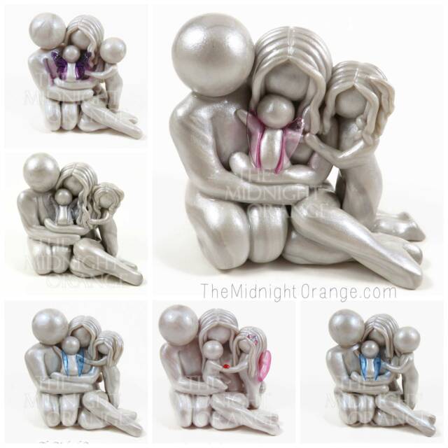 Custom Family Of 4 Clay Sculpture Pregnancy & Infant Loss Sympathy Gift - image 1