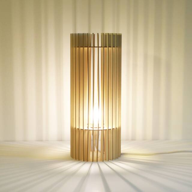 "Scandinavian Cardboard Wood Table Lamp With Ecological Minimalist Design Recycled Cocoon Kido ""Sasaella" - image 1