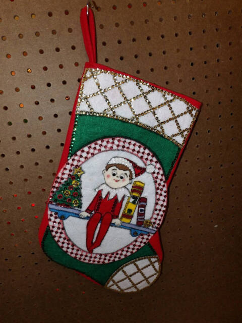 Handmade Collectable Fairy On The Mantle Sequin & Felt Christmas Stocking - Fsk35 - image 1