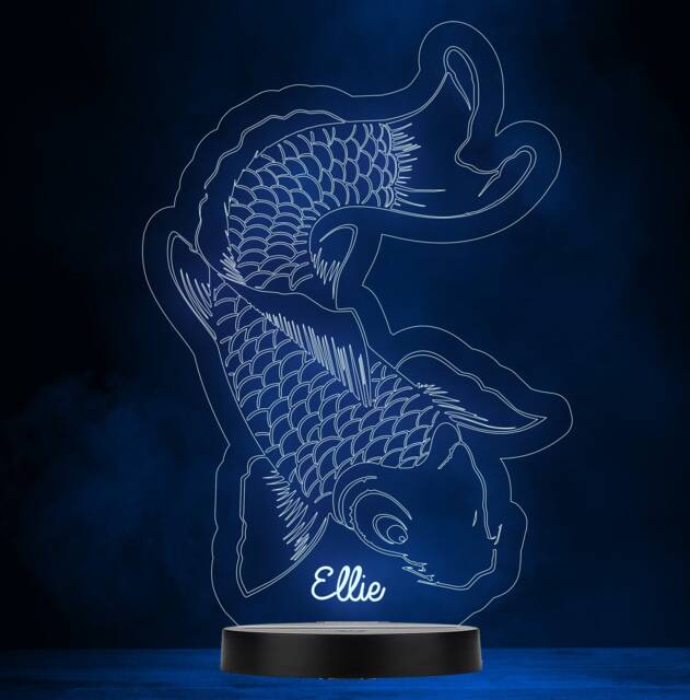 Koi Carp Fish Fishing Personalised Gift Colour Changing Led Lamp Night Light - image 1