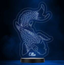 Koi Carp Fish Fishing Personalised Gift Colour Changing Led Lamp Night Light - thumbnail 1