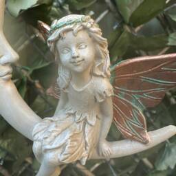 Forest Fairy Sitting On A Moon Dreamcatcher, Garden Fairy, Fairy Ornament, Garden, Ornaments , Decor - thumbnail 3