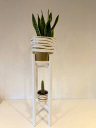 Two-Tier Wood Plant Stand, Handmade Pot Holder, Custom Color