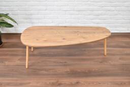 Coffee Table in Asymmetric Modern Style, Oval Table, Living Room, Handcrafted Turkish Furniture, Wooden Table, Low Coffee End - thumbnail 1