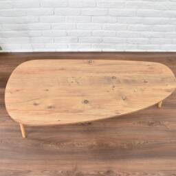 Coffee Table in Asymmetric Modern Style, Oval Table, Living Room, Handcrafted Turkish Furniture, Wooden Table, Low Coffee End - thumbnail 2