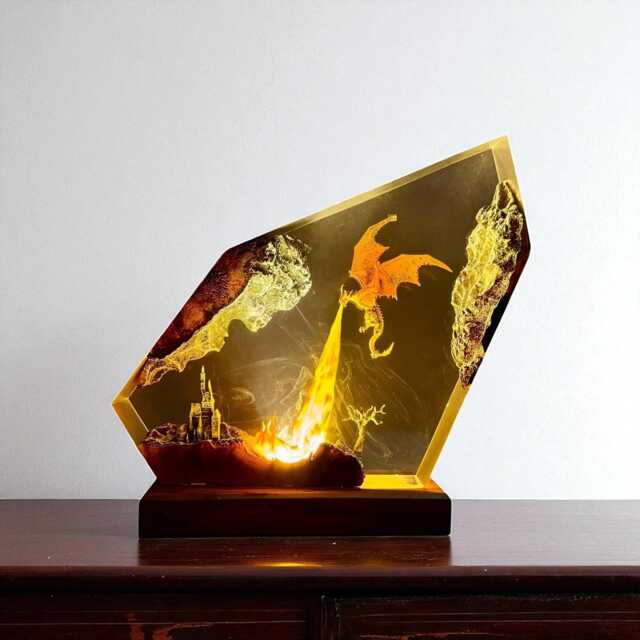 Resin Dragon Night Light, Anime Inspired Home Decor - image 1
