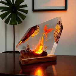 Resin Dragon Night Light, Anime Inspired Home Decor - thumbnail 3