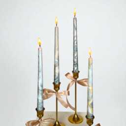 Gold Silver Marble Taper Candles Elegant Dinner Candle Set - thumbnail 4