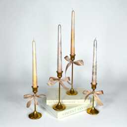 Gold Silver Marble Taper Candles Elegant Dinner Candle Set - thumbnail 2