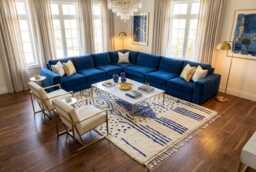Handmade Moroccan Beni Ourain Rug - Blue Diamond Wool Shag Carpet