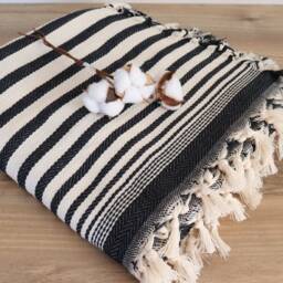King Bed Throw Blanket, Cotton Coverlet Queen, Striped Size Bedspread, Soft Warm Tassel Spread Zebra - thumbnail 2