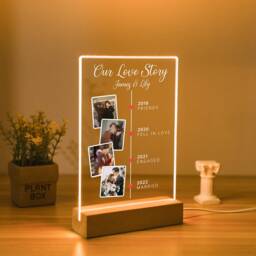 Custom Photo With Memorial Date Night Light, Events Plaque Led Stand, Anniversary Gift, Romantic Gift For Couple, Her - thumbnail 2