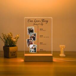 Custom Photo With Memorial Date Night Light, Events Plaque Led Stand, Anniversary Gift, Romantic Gift For Couple, Her - thumbnail 3