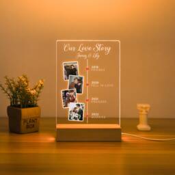 Custom Photo With Memorial Date Night Light, Events Plaque Led Stand, Anniversary Gift, Romantic Gift For Couple, Her - thumbnail 1