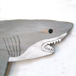 Large Wooden Shark Nautical Wall Decor Outdoor Art Sign Pool Great White Beach House - thumbnail 1