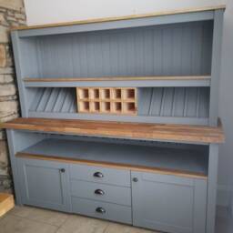 "Handmade Wine Bar Dispay Cabinet With Oak Top & Glass Racks ""The Lancashire" - thumbnail 3