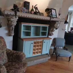 "Handmade Wine Bar Dispay Cabinet With Oak Top & Glass Racks ""The Lancashire" - thumbnail 2