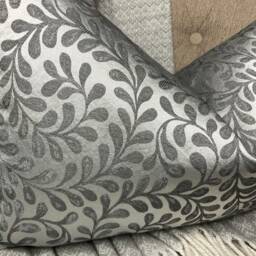 "John Lewis & Partners Vera Leaf Fabric Cushion Cover, Design, Steel Grey, 12"" X20" - thumbnail 3