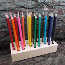 Pine Wood Pencil Holder Desk Organizer, Linseed Oil Finish - thumbnail 2