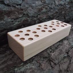 Handmade Wooden Pencil Holder, Natural Wood Desk Organizer, 24-Hole Display Stand - thumbnail 4